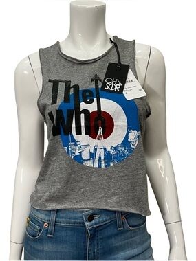 CHASER The Who Target Logo Distressed Gray The Who Graphic Muscle Tee Yoga Gym M